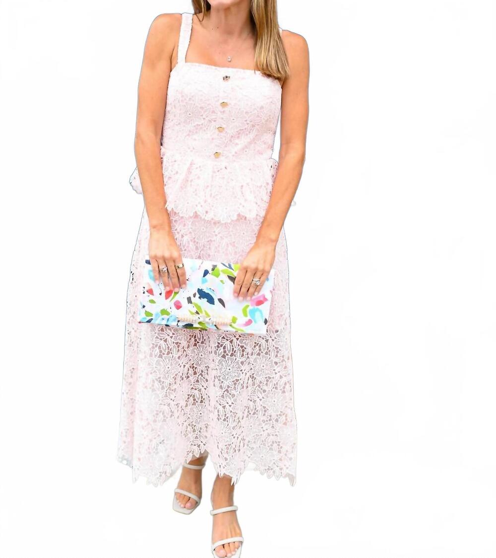 NEW LUCY PARIS rosalie peplum lace dress in pink